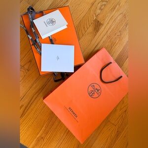 HERMÈS - Oran Sandals Shopping Bag, Cards, Box and Ribbon